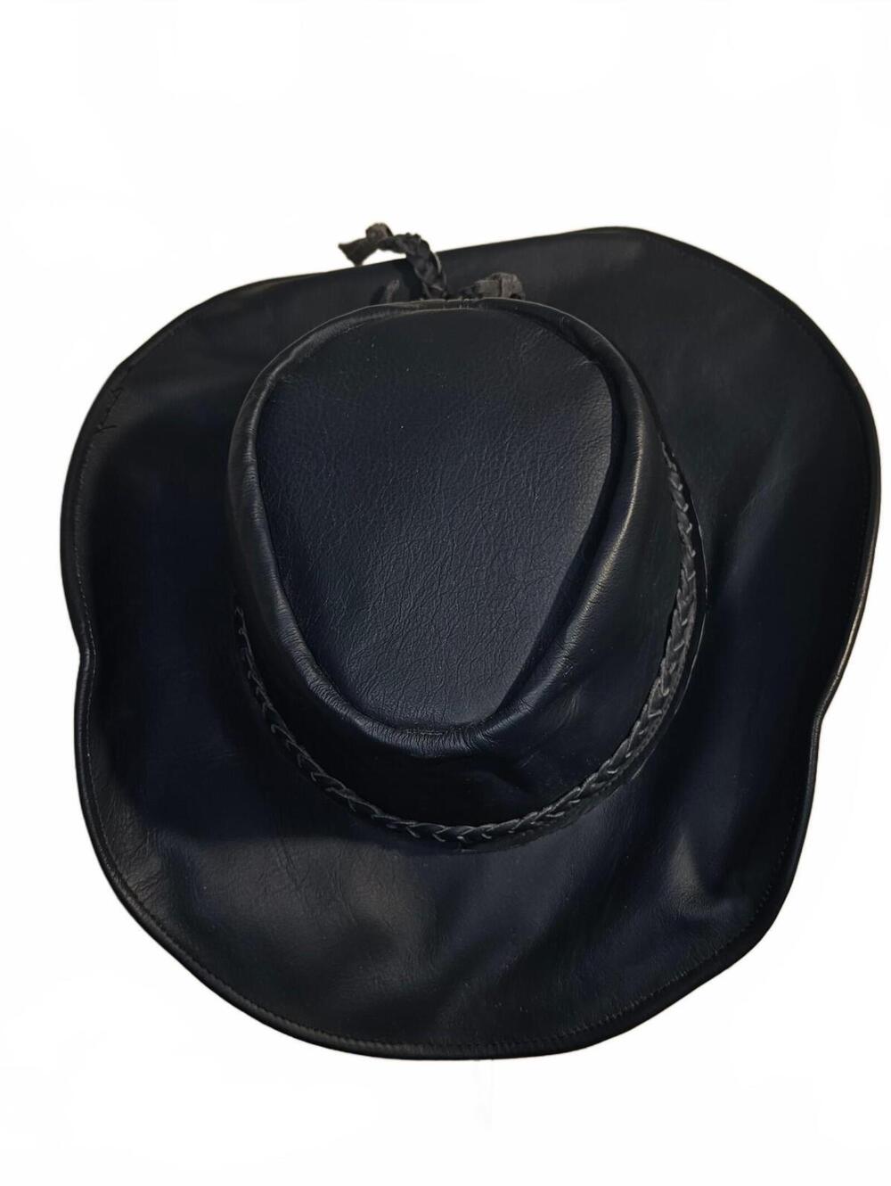 Navy leather cowboy hat